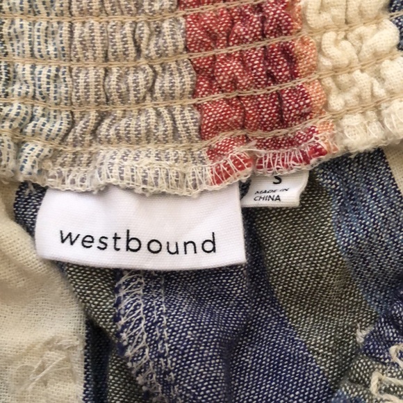 Westbound Sm Stripe Print Mid Rise Pocketed Drawstring Waist Linen Pants NWOT - Picture 6 of 10